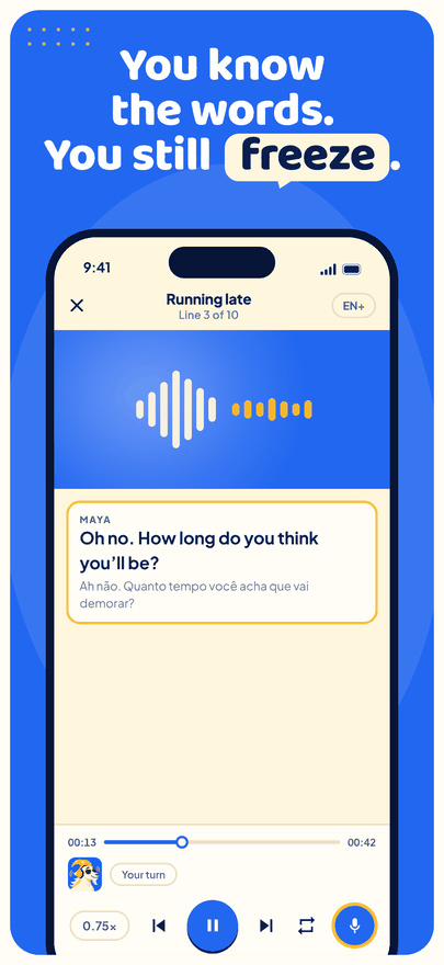 Shadow mode: a beep, then your turn to say the line.